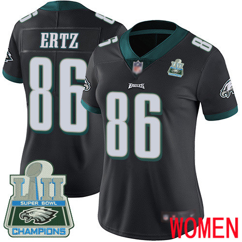 Women Philadelphia Eagles 86 Zach Ertz Black Alternate Vapor Untouchable NFL Jersey Limited Player Super Bowl LII 100th